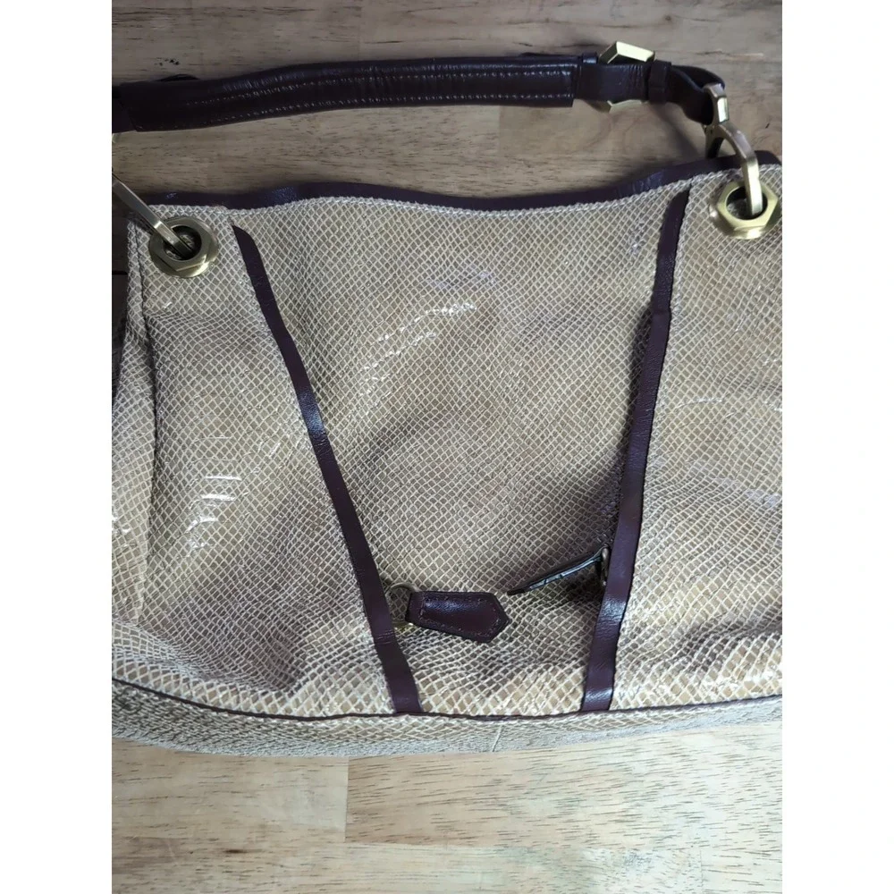 orYANY Tan Leather Snakesking Embossed Zipper Pockets Hobo Shoulder Bag -LN‎